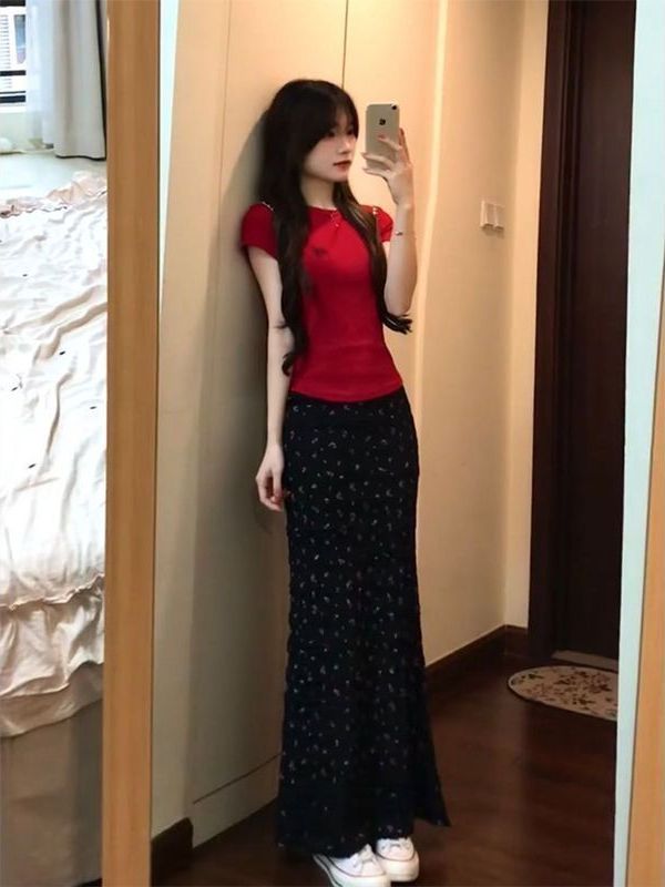 Good Floral & Wedding Decor Supply - Conjunto de Verano, Camiseta Roja de